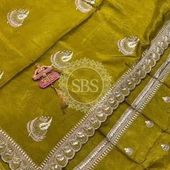 Elegant Pure Silk Handcrafted Saree with Traditional Gota Work Border