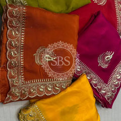 Elegant Pure Silk Handcrafted Saree with Traditional Gota Work Border