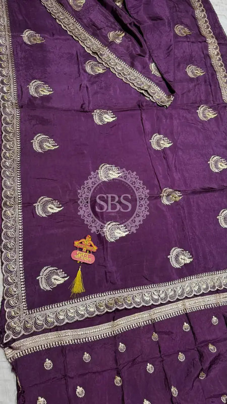 Elegant Pure Silk Handcrafted Saree with Traditional Gota Work Border
