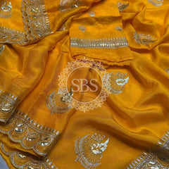 Elegant Pure Silk Handcrafted Saree with Traditional Gota Work Border