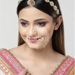 Elegant Traditional Maang Tikka Headpiece with Intricate Circular Design