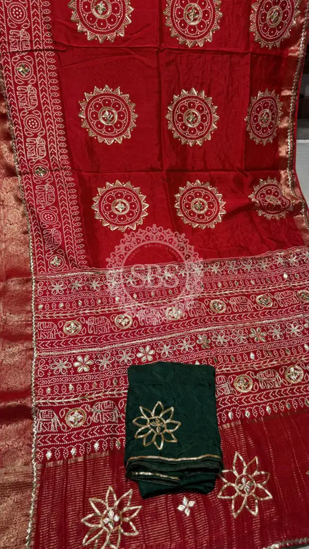 ELEPHANT ZARI BHANDEJ SAREE
