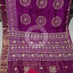 ELEPHANT ZARI BHANDEJ SAREE Burgundy