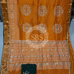 ELEPHANT ZARI BHANDEJ SAREE Orange