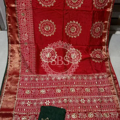 ELEPHANT ZARI BHANDEJ SAREE Red