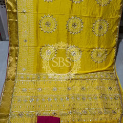 ELEPHANT ZARI BHANDEJ SAREE Yellow