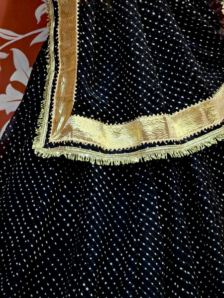 MIDNIGHT BLACK MOTHRA GOTA FULL FLARED LEHENGA