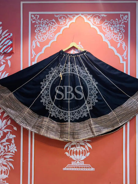 GARBA DANDIYA SKIRTS FOR NAVRATRI WITH UNSTITCHED BLOUSE Black