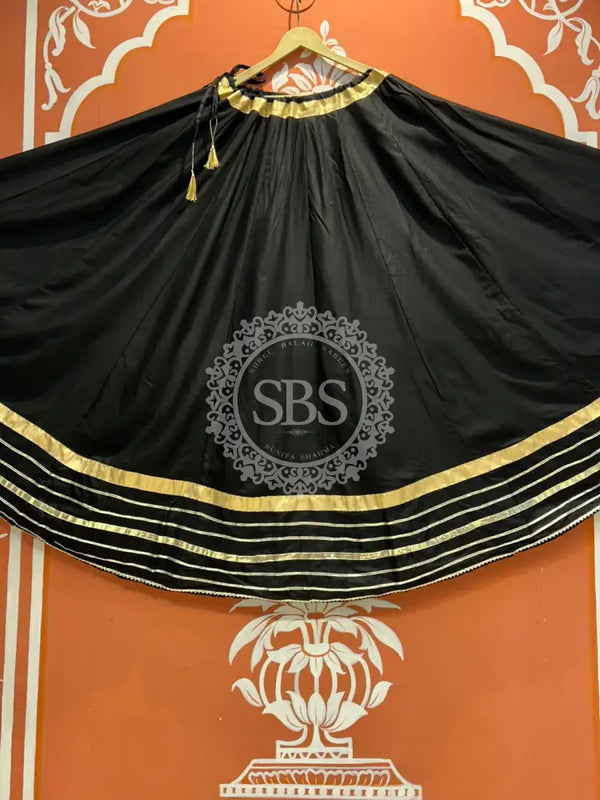 GARBA DANDIYA SKIRTS FOR NAVRATRI WITH UNSTITCHED BLOUSE Black
