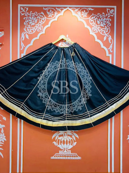 GARBA DANDIYA SKIRTS FOR NAVRATRI WITH UNSTITCHED BLOUSE Black