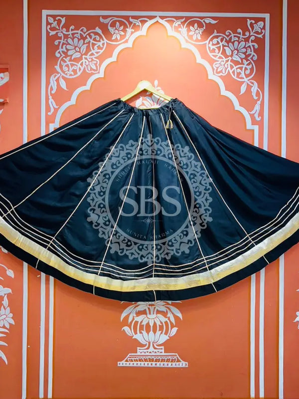 GARBA DANDIYA SKIRTS FOR NAVRATRI WITH UNSTITCHED BLOUSE Black
