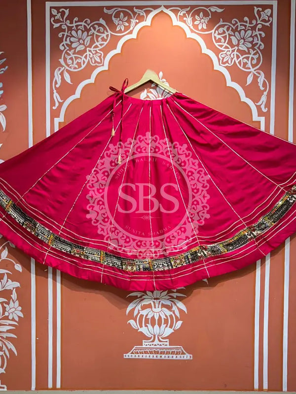 GARBA DANDIYA SKIRTS FOR NAVRATRI WITH UNSTITCHED BLOUSE PINK 2
