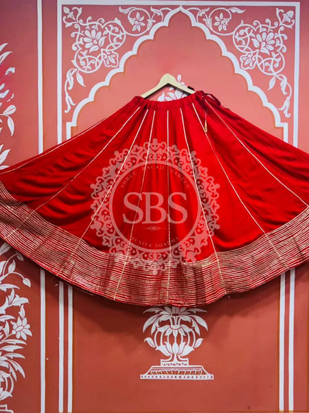 GARBA DANDIYA SKIRTS FOR NAVRATRI WITH UNSTITCHED BLOUSE Red