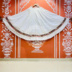 GARBA DANDIYA SKIRTS FOR NAVRATRI WITH UNSTITCHED BLOUSE WHITE 2