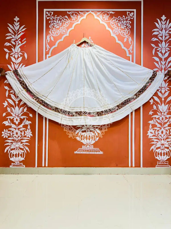 GARBA DANDIYA SKIRTS FOR NAVRATRI WITH UNSTITCHED BLOUSE WHITE 2