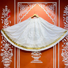 GARBA DANDIYA SKIRTS FOR NAVRATRI WITH UNSTITCHED BLOUSE White