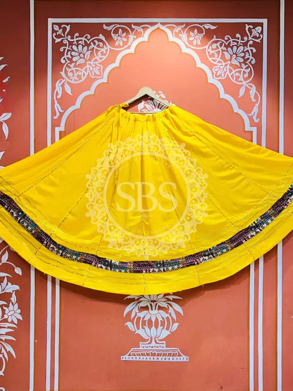 GARBA DANDIYA SKIRTS FOR NAVRATRI WITH UNSTITCHED BLOUSE YELLOW 2