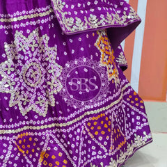 GAZI SILK BHANDEJ LEHENGA Purple / Free Size
