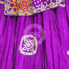 GAZI SILK BHANDEJ LEHENGA Purple / Free Size