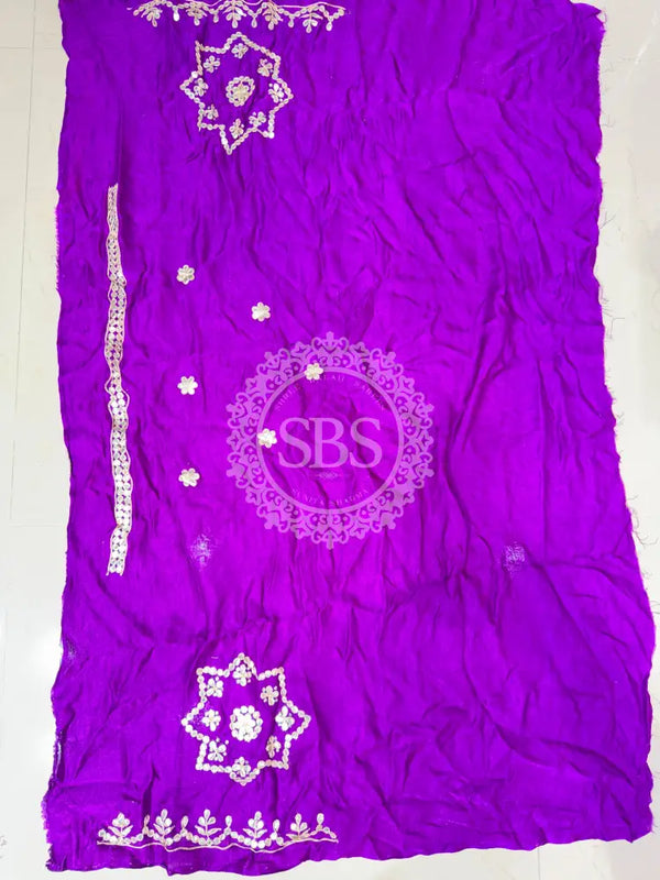 GAZI SILK BHANDEJ LEHENGA Purple / Free Size