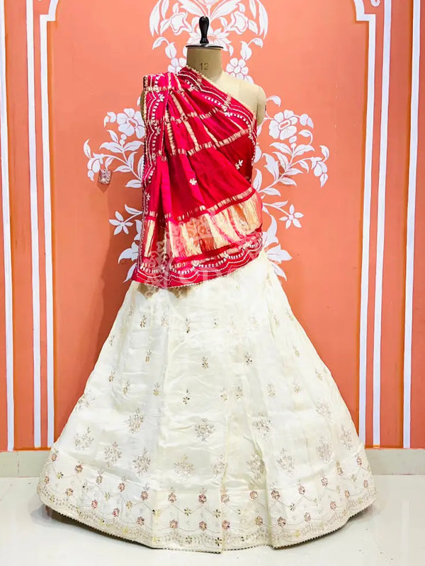 GAZI SILK COSMOS TISSUE GOTA PATTI ZARDOZI LEHENGA