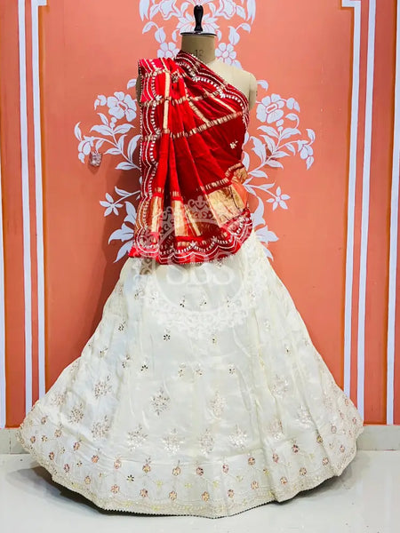 GAZI SILK COSMOS TISSUE GOTA PATTI ZARDOZI LEHENGA