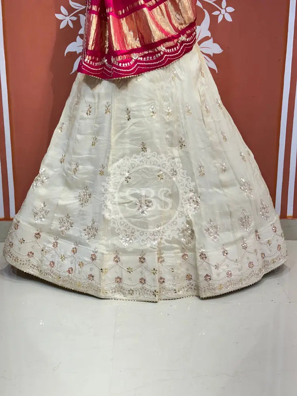 GAZI SILK COSMOS TISSUE GOTA PATTI ZARDOZI LEHENGA
