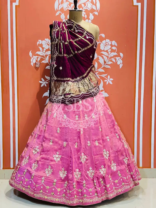 GAZI SILK COSMOS TISSUE GOTA PATTI ZARDOZI LEHENGA