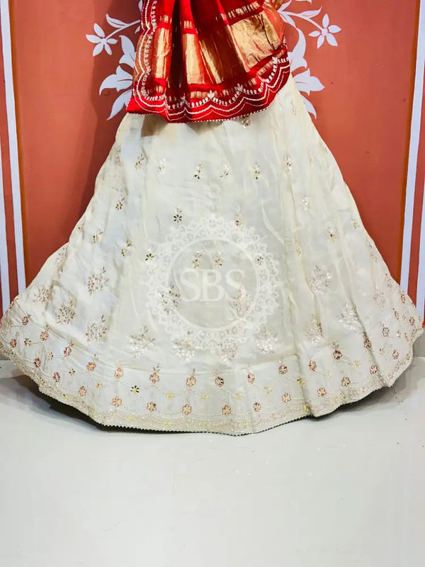 GAZI SILK COSMOS TISSUE GOTA PATTI ZARDOZI LEHENGA