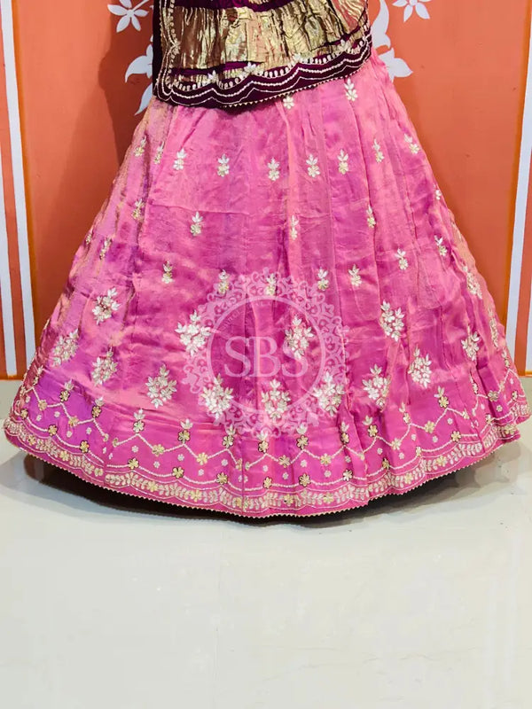 GAZI SILK COSMOS TISSUE GOTA PATTI ZARDOZI LEHENGA