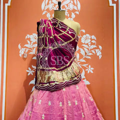 GAZI SILK COSMOS TISSUE GOTA PATTI ZARDOZI LEHENGA Purple& Pink / Free Size