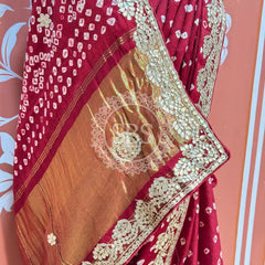 GAZI SILK GOTA PATTI BHANDEJ SAREE