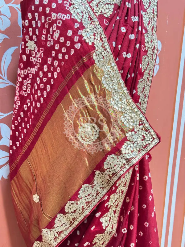 GAZI SILK GOTA PATTI BHANDEJ SAREE