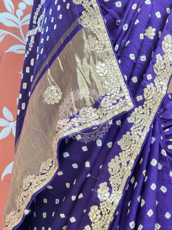 GAZI SILK GOTA PATTI BHANDEJ SAREE