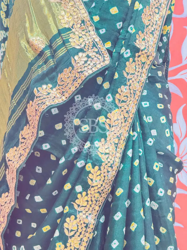 GAZI SILK GOTA PATTI BHANDEJ SAREE