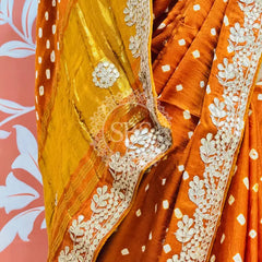 GAZI SILK GOTA PATTI BHANDEJ SAREE