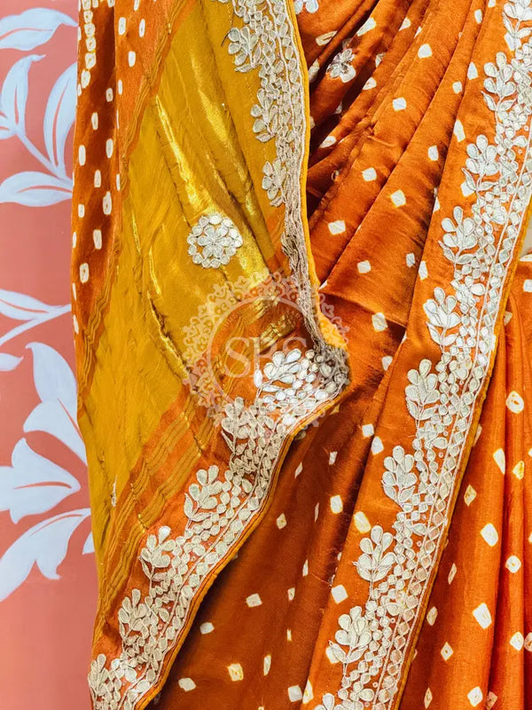 GAZI SILK GOTA PATTI BHANDEJ SAREE