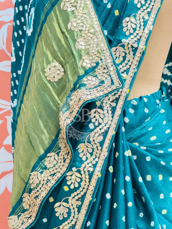 GAZI SILK GOTA PATTI BHANDEJ SAREE