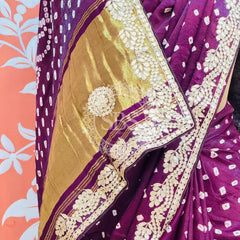 GAZI SILK GOTA PATTI BHANDEJ SAREE