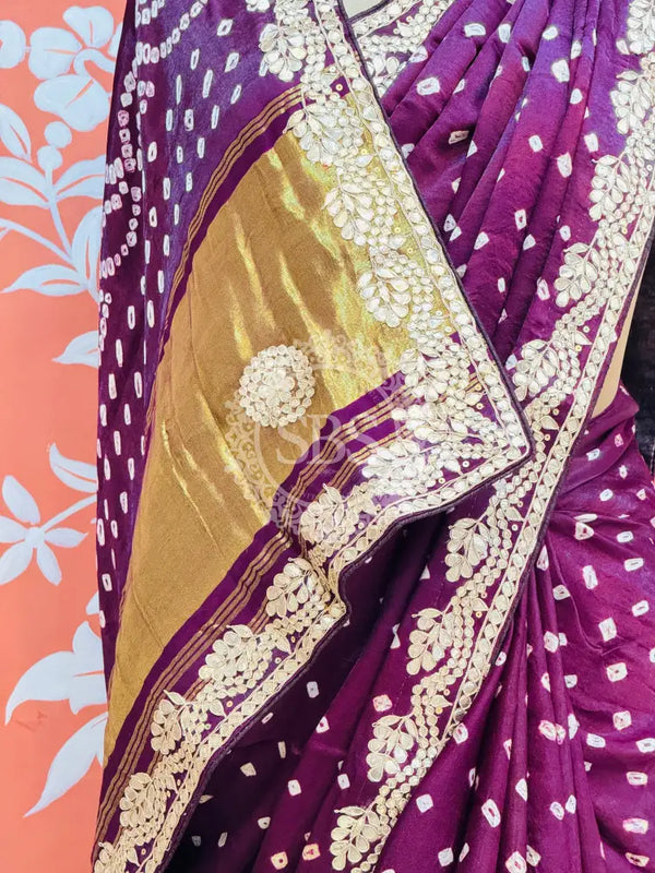 GAZI SILK GOTA PATTI BHANDEJ SAREE