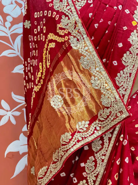 GAZI SILK GOTA PATTI BHANDEJ SAREE