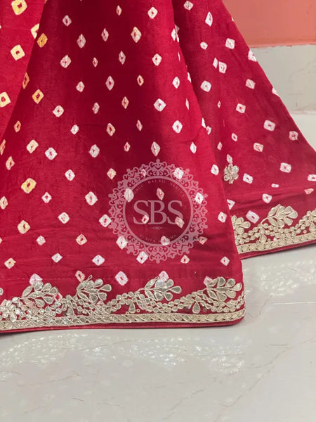 GAZI SILK GOTA PATTI BHANDEJ SAREE