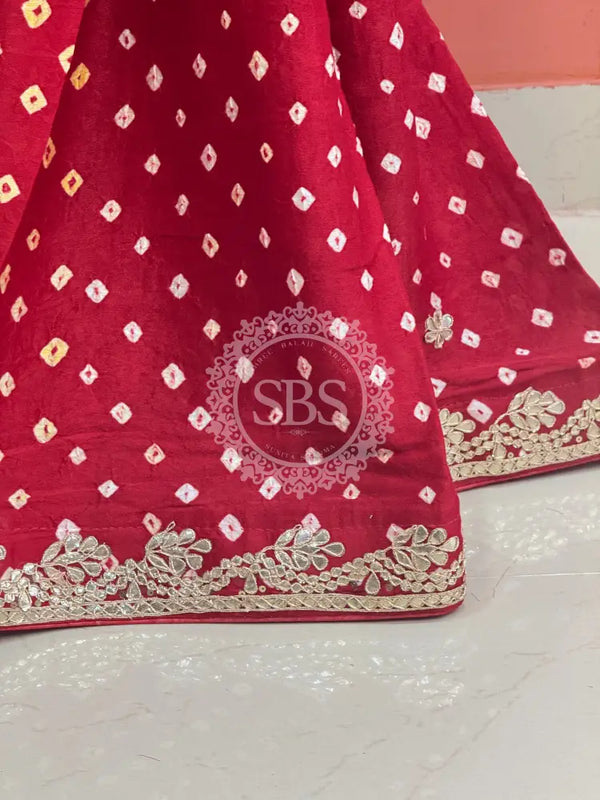 GAZI SILK GOTA PATTI BHANDEJ SAREE