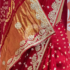 GAZI SILK GOTA PATTI BHANDEJ SAREE
