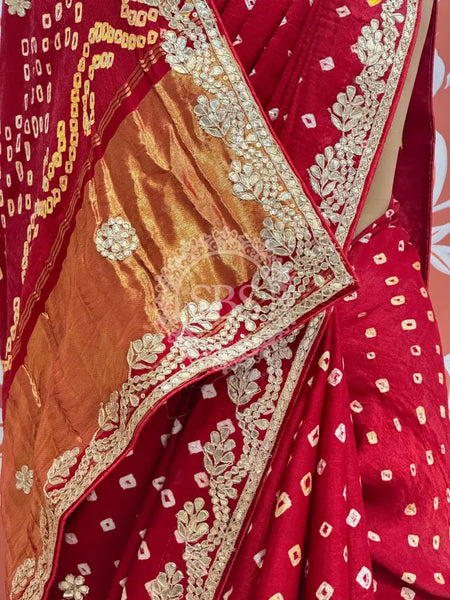 GAZI SILK GOTA PATTI BHANDEJ SAREE
