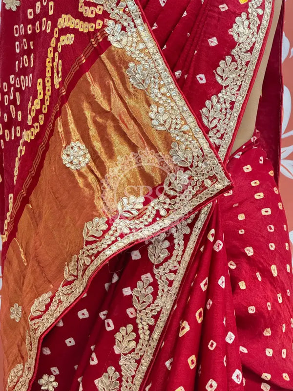 GAZI SILK GOTA PATTI BHANDEJ SAREE