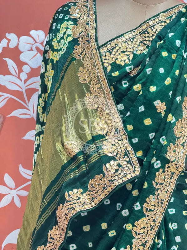 GAZI SILK GOTA PATTI BHANDEJ SAREE