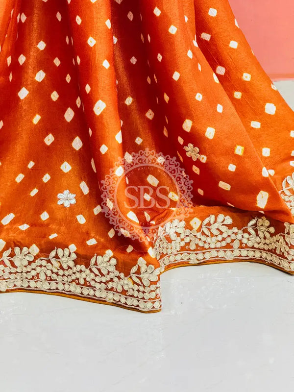 GAZI SILK GOTA PATTI BHANDEJ SAREE