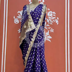 GAZI SILK GOTA PATTI BHANDEJ SAREE Purple / Free Size