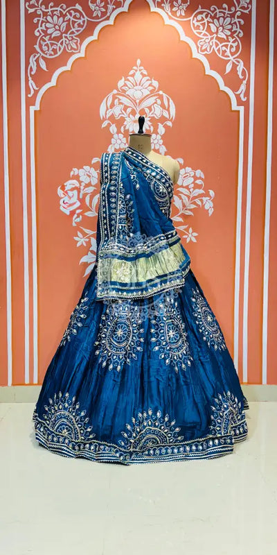 GAZI SILK HANDWORK KACHI PATTI LEHENGA